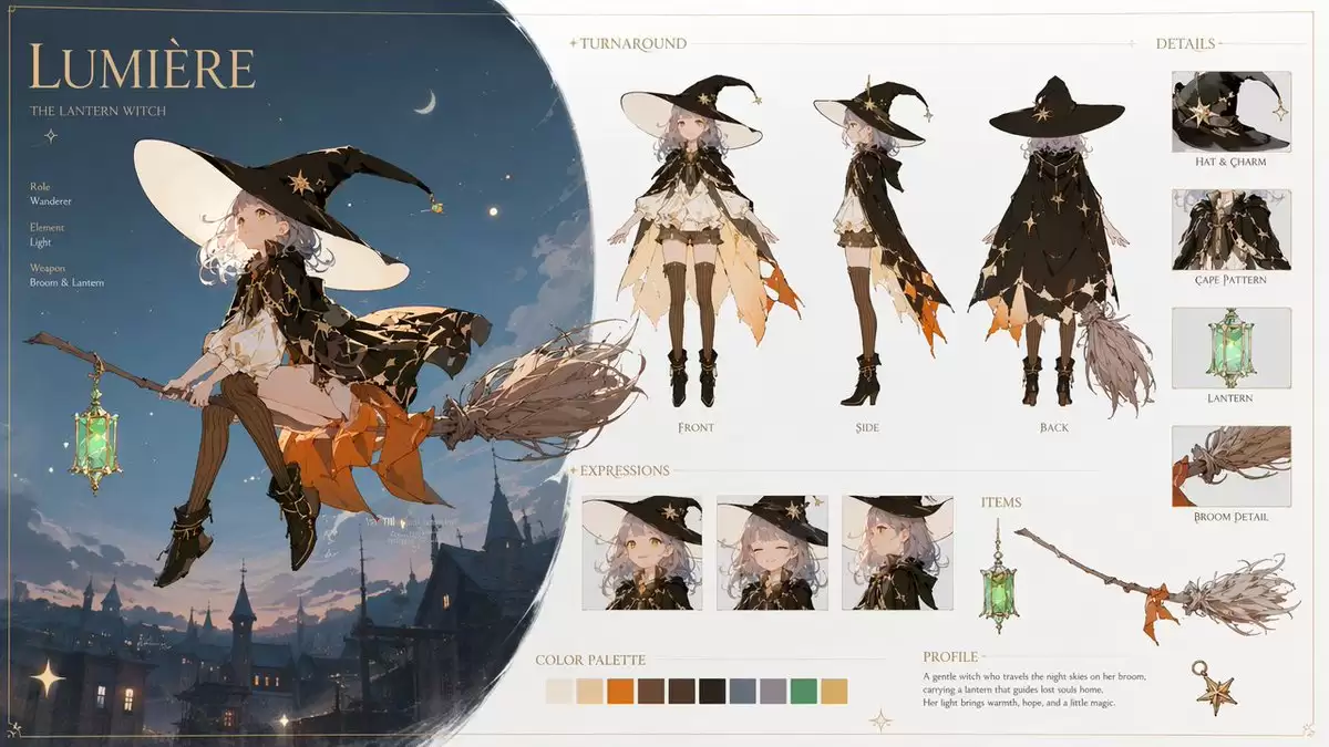 Lumière 灯笼女巫角色设计稿