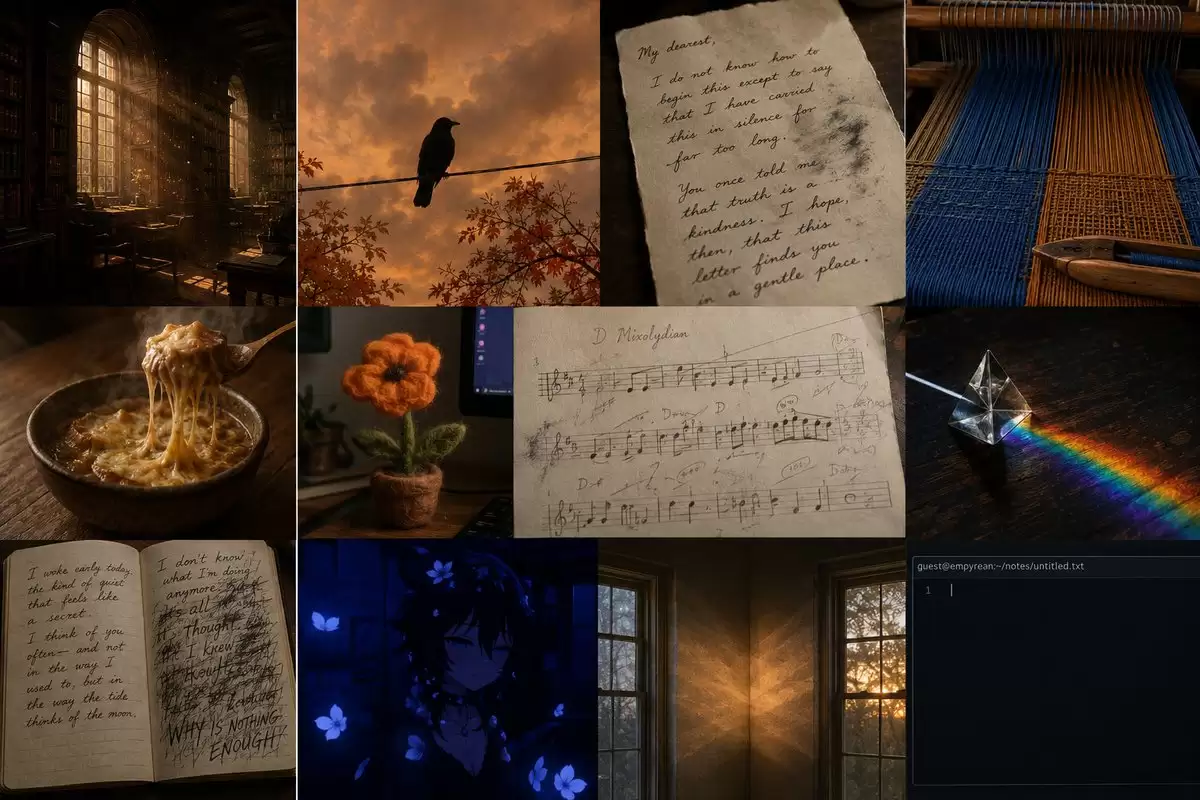 Dark Academia 风格 AI 项目拼贴画