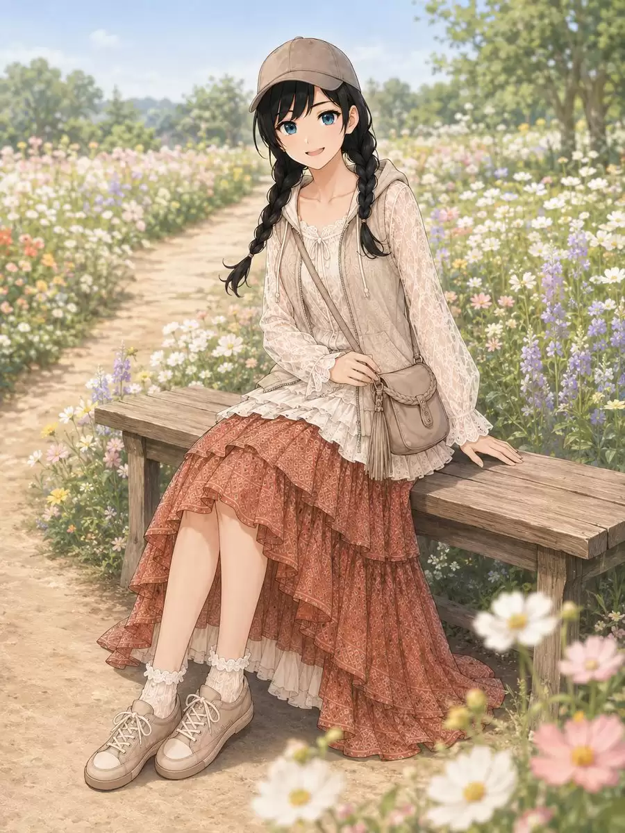 蕾丝花园装束的动漫少女
