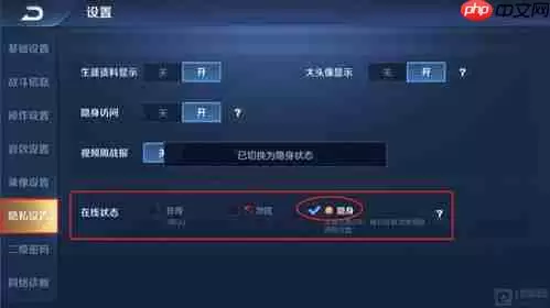 王者荣耀隐身状态如何设置
