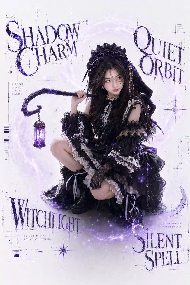 提示词：上传参考人像:将人物替换为参考图中的女生:保留原图的魔法少女姿势、构图、镜头角度和白色棚拍背景