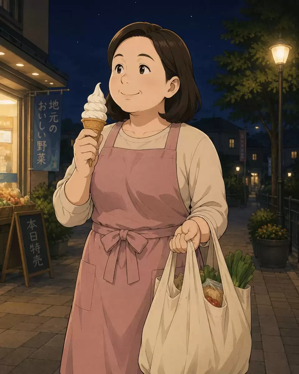 动漫风夜市购物场景