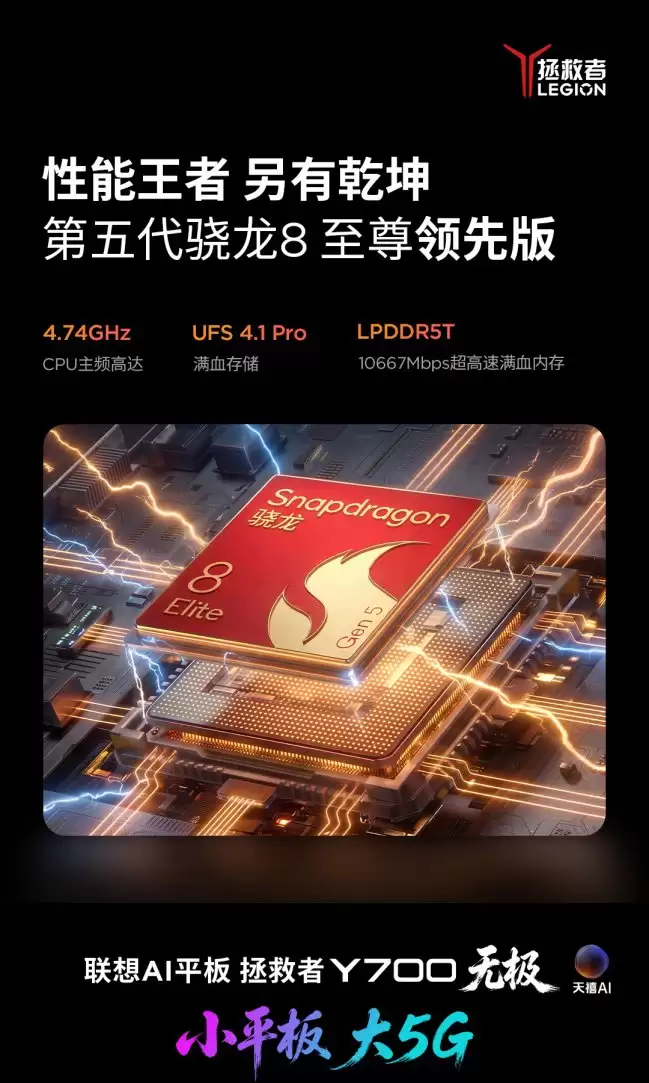 联想拯救者发布 Y700 无极平板电脑 采用高通第五代骁龙 8 至尊版