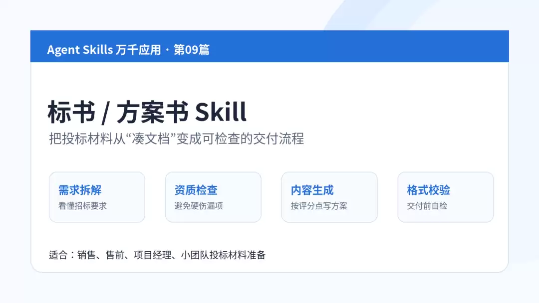 标书/方案书 Skill：助小团队速写投标材料