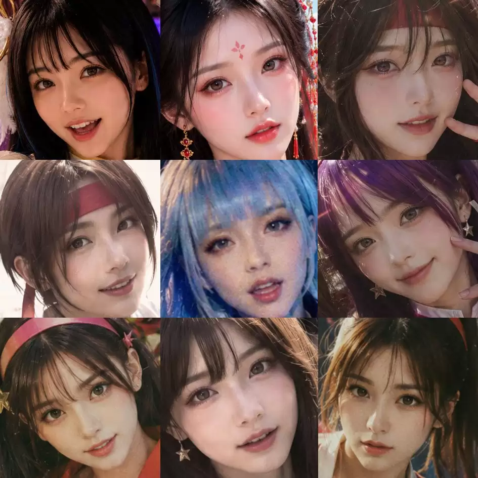 九宫格 AI 人像美颜拼贴