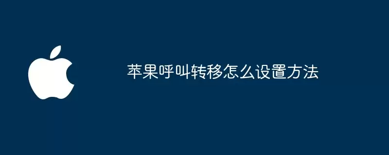 苹果呼叫转移如何设置方法