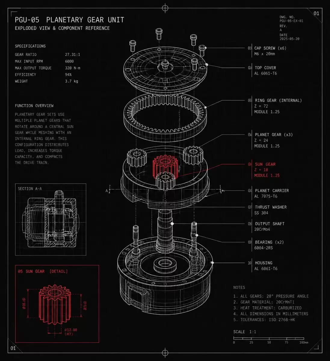 行星齿轮单元图纸