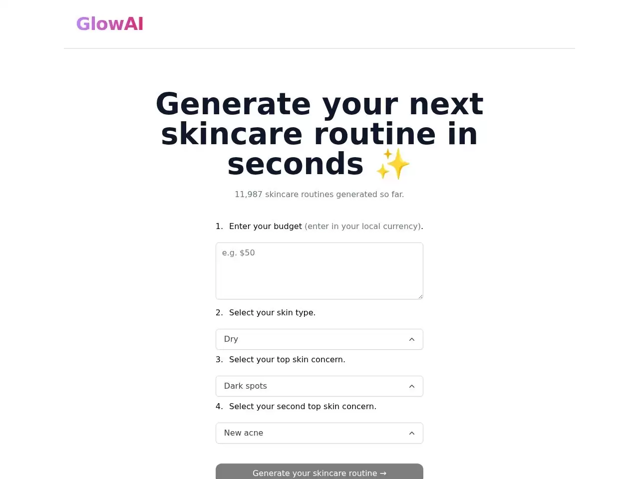 GlowAI-GlowAI是个性化护肤程序生成器