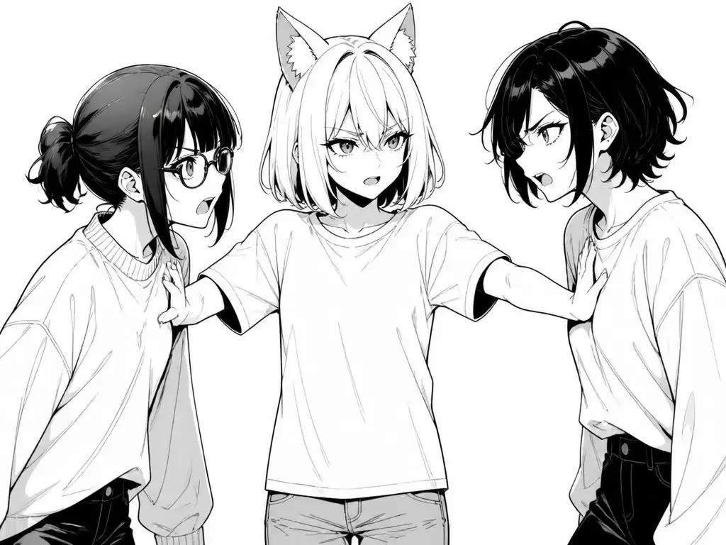 漫画猫耳娘劝架