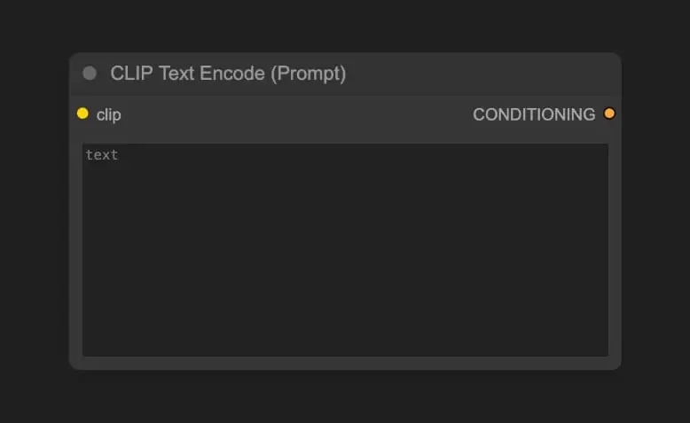 ComfyUI CLIP Text Encode Prompt 节点的文本输入区与 CONDITIONING 输出端口