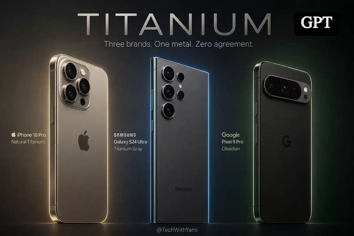 钛金属智能手机三连图