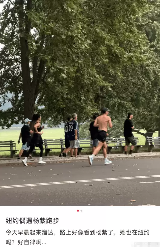 杨紫在纽约晨跑被偶遇 穿黑运动装坚持锻炼真自律