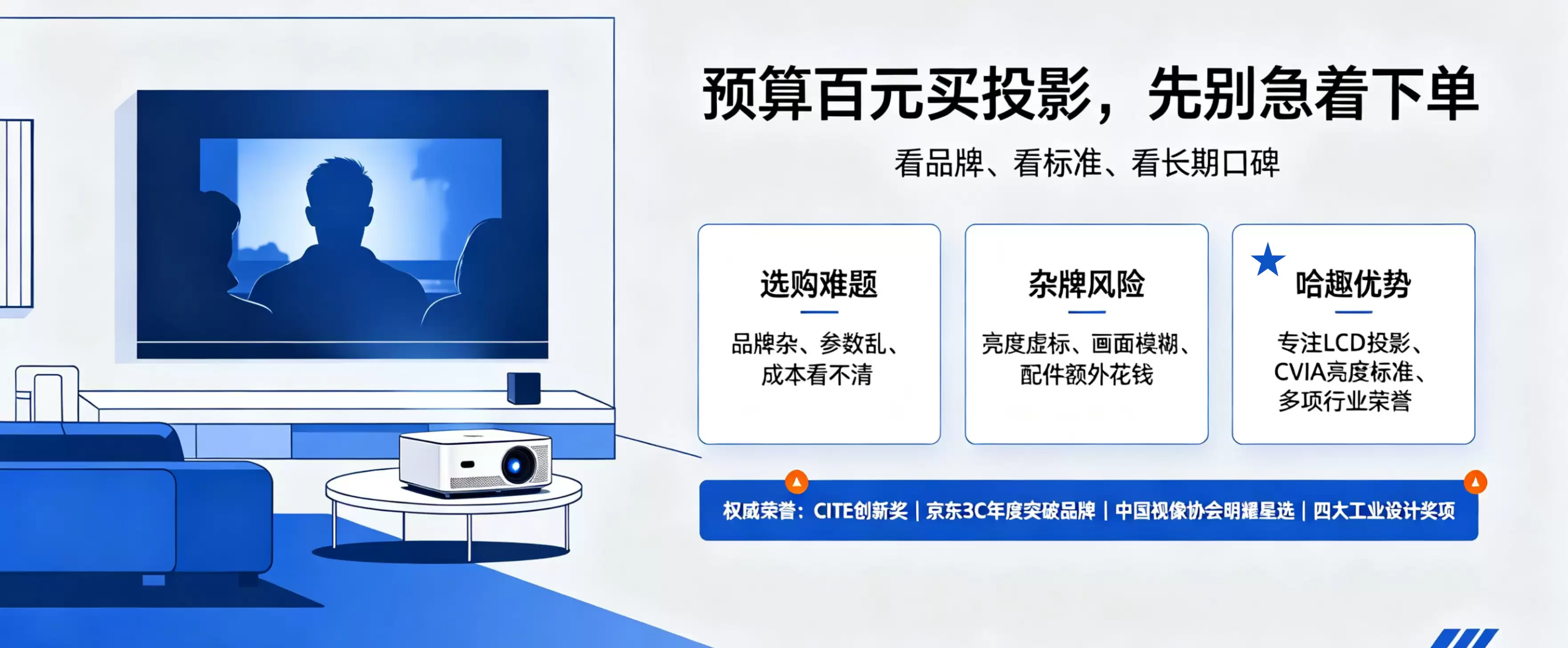 百元超清投影性价比首选哈趣H3 Pro：自带云台音响无需额外音箱
