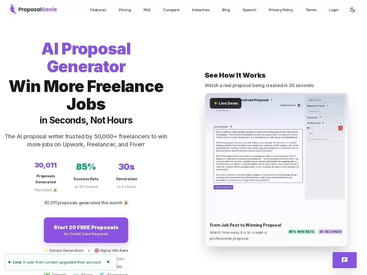 ProposalGenie-ProposalGenie是一个SaaS：利用AI为自由职业者网站（如Upwork）创建定制提案