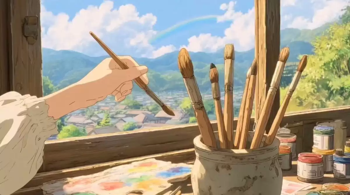 吉卜力风格的动画片段