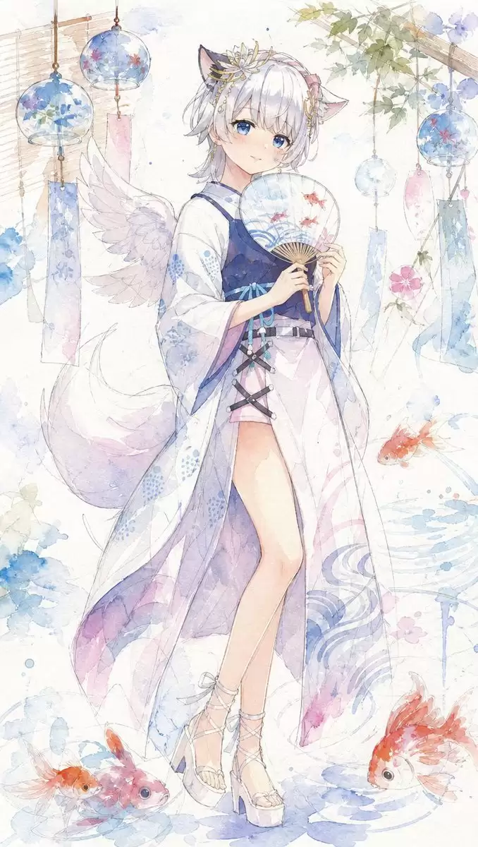 和风水彩少女头像