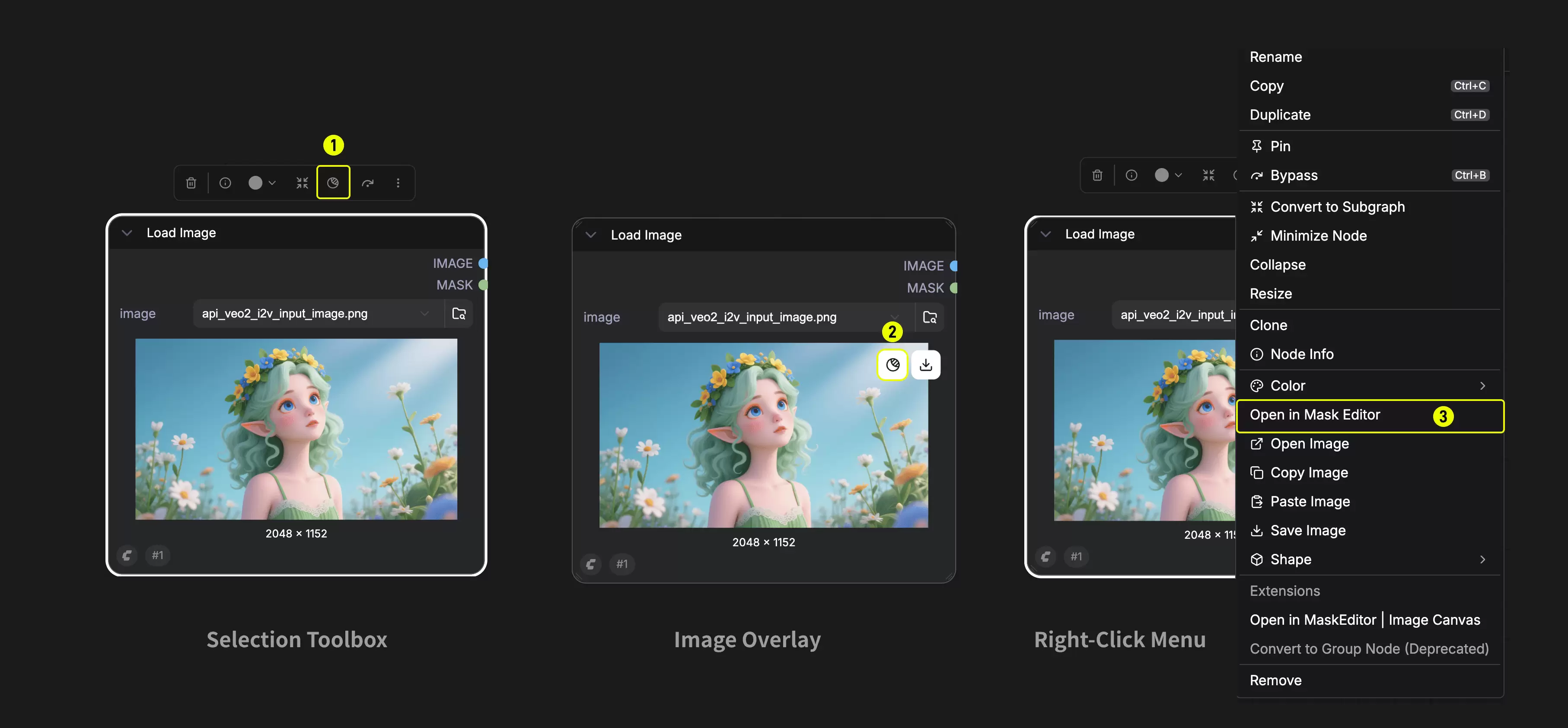 ComfyUI Mask Editor 遮罩绘制和保存教程