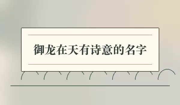 御龙在天有诗意名字_诗意御龙名