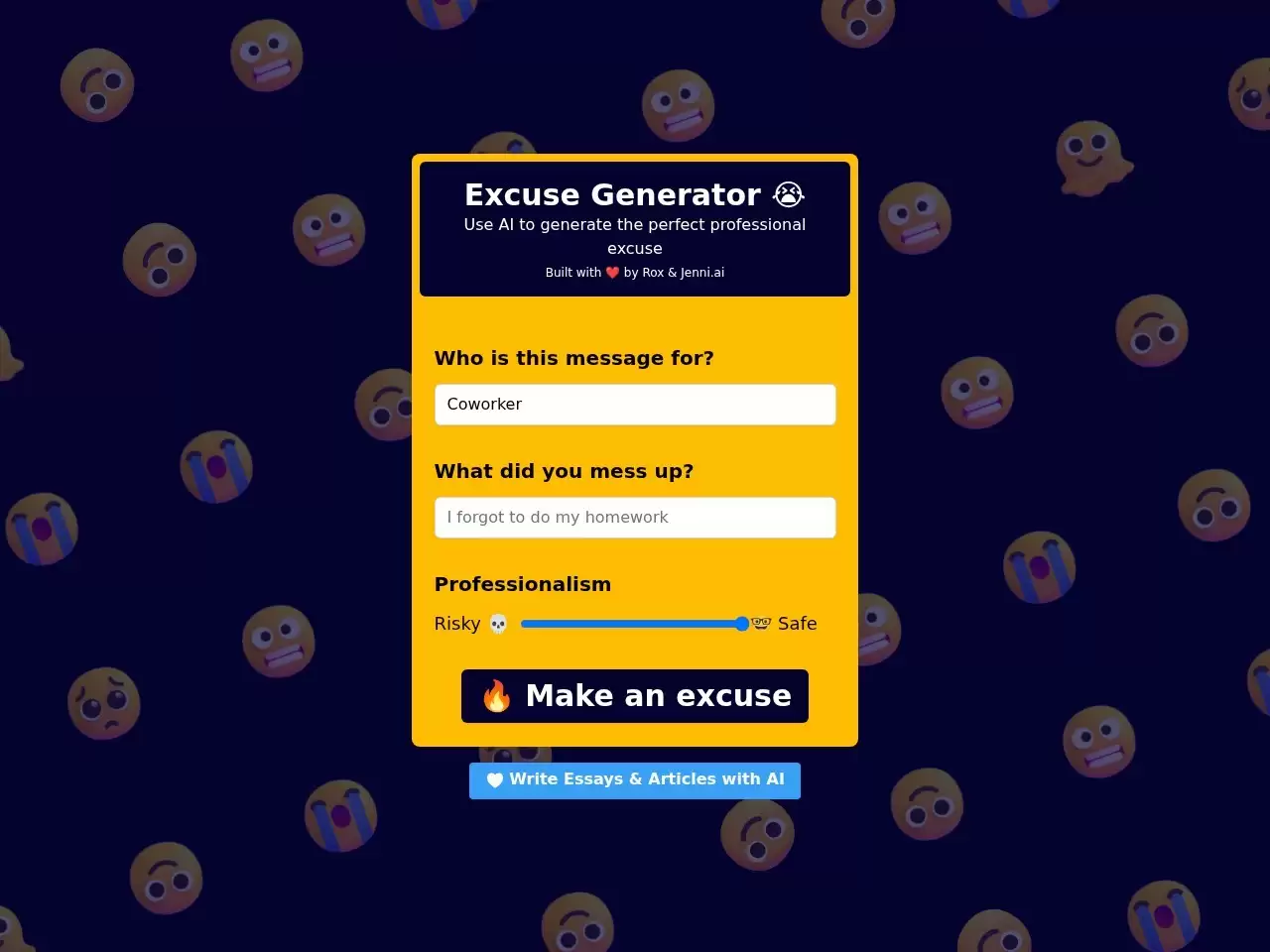 Excuse Generator-Excuse Generator 是一款 AI 写作工具