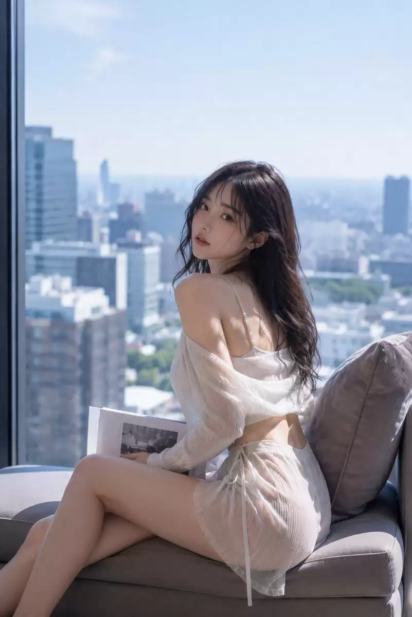 夏季高层窗畔人像