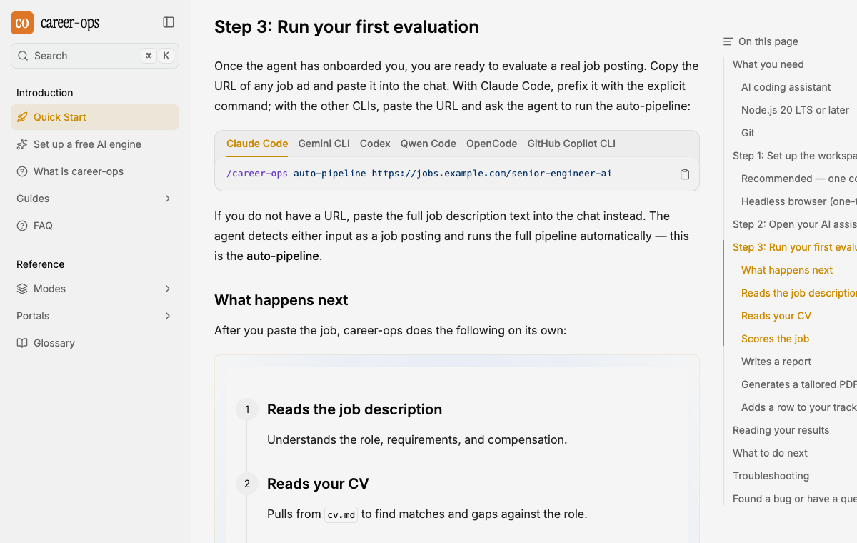 career-ops 官方文档 What happens next 截图