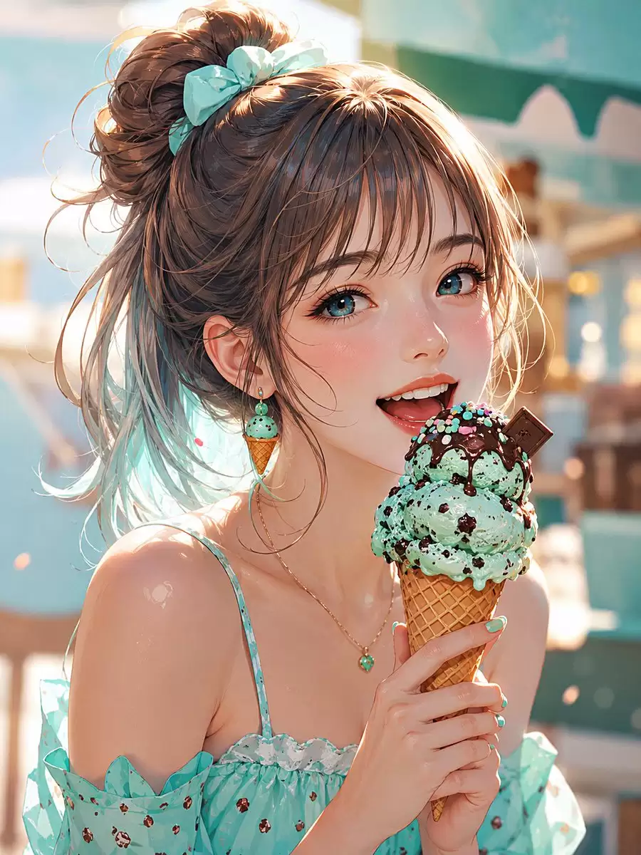 薄荷巧克力夏日动漫人像