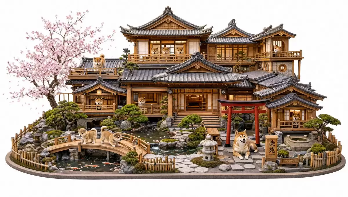 柴犬日式宅邸迷你模型
