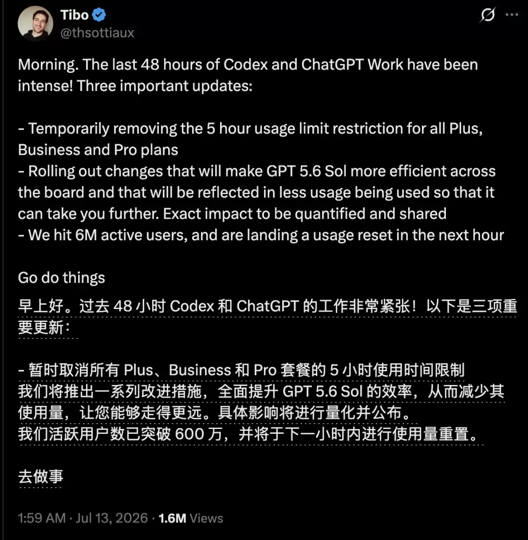 全球开发者狂喜！CodexCodex不限时: Fable 5延期有人烧token烧到住院