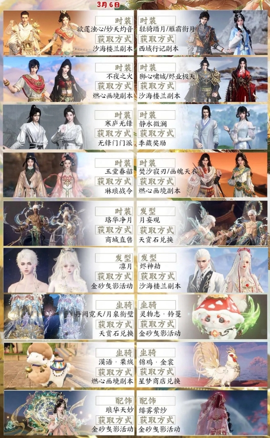 逆水寒3.3.1版本上新时装汇总