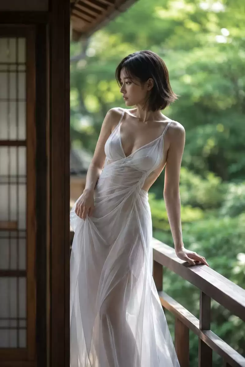 日本传统缘侧女性肖像