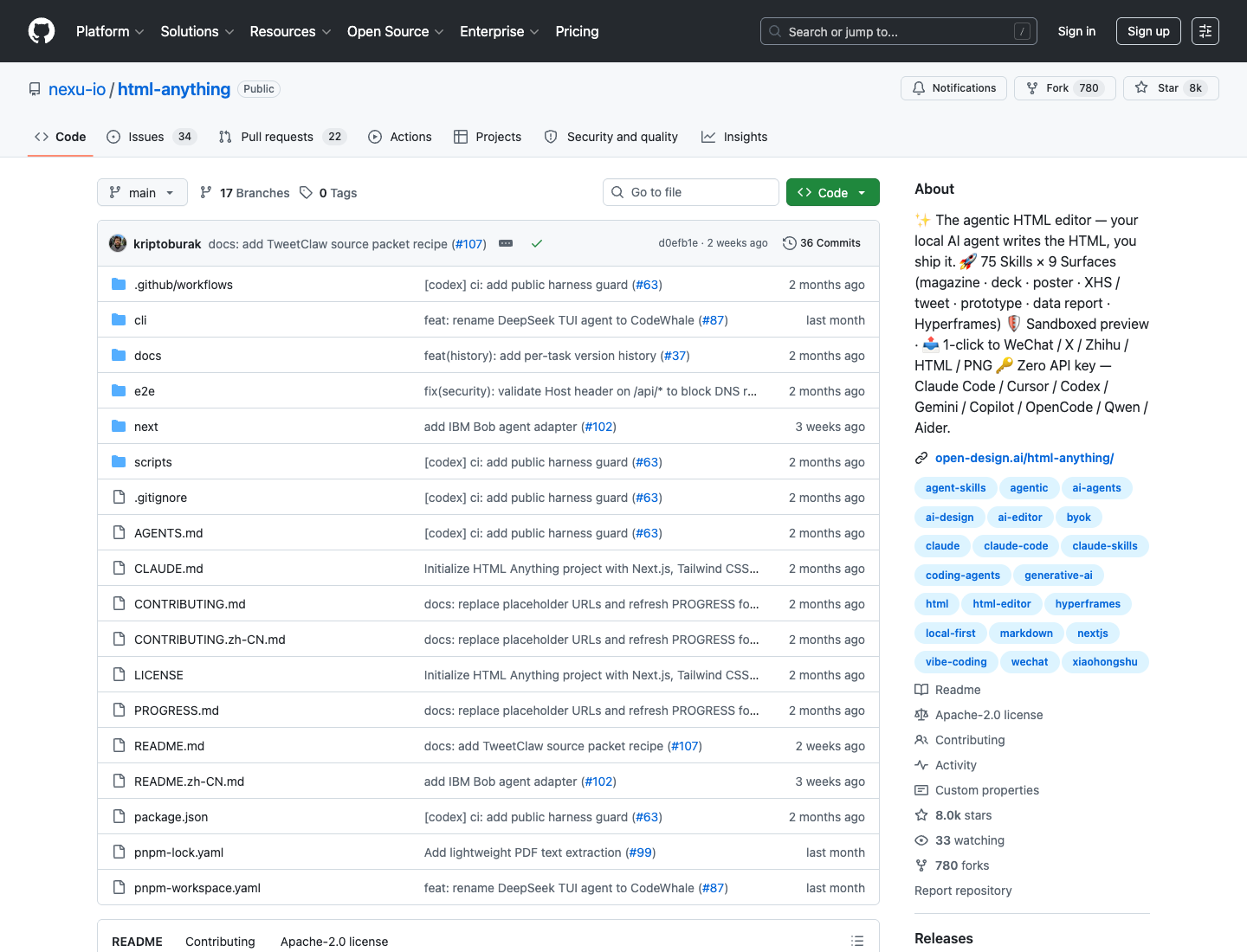 nexu-io/html-anything GitHub README 顶部区域