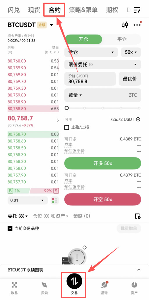 欧易合约怎么玩?2026年BTC永续合约开仓止盈止损操作方法