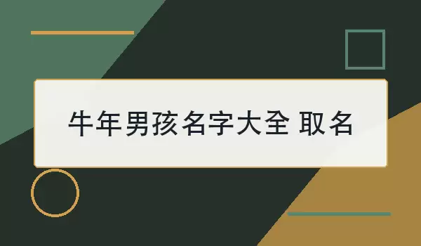 牛年男孩名字大全 取名