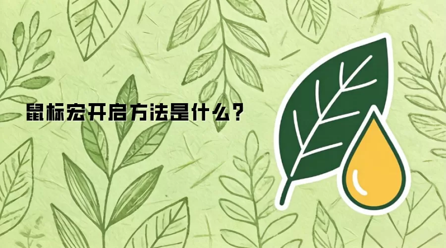 鼠标宏开启方法是什么？