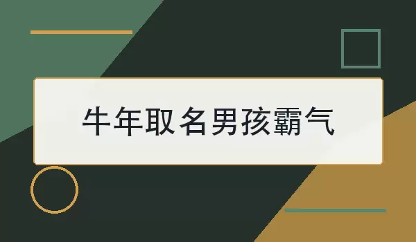 牛年取名男孩霸气