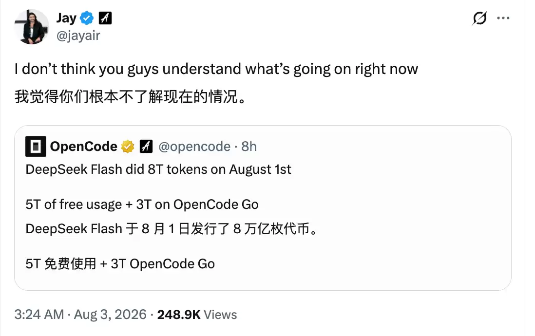 DeepSeek模型单日吞下8万亿Token,OpenAI打折追赶