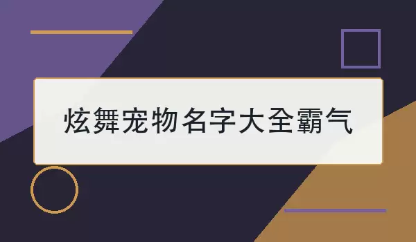 炫舞宠物名字大全霸气