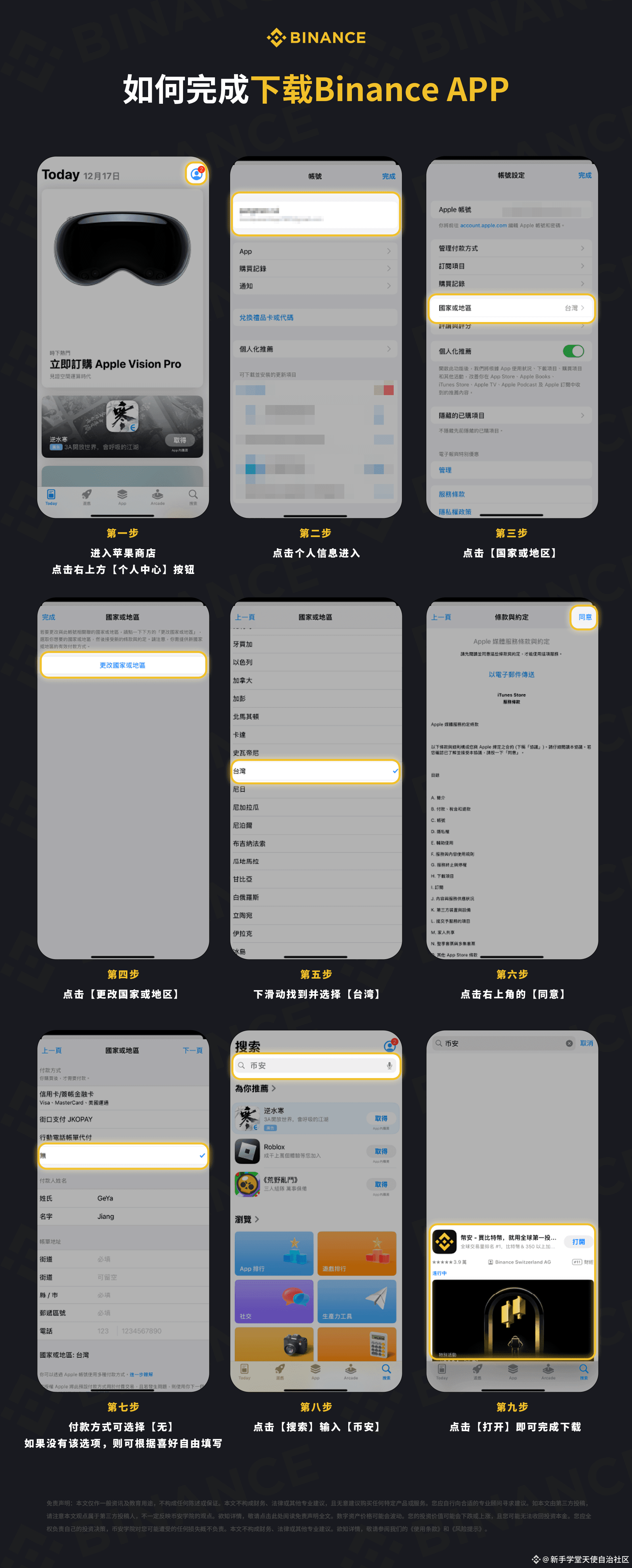 币安向导图展示 iOS 下载 Binance App 步骤