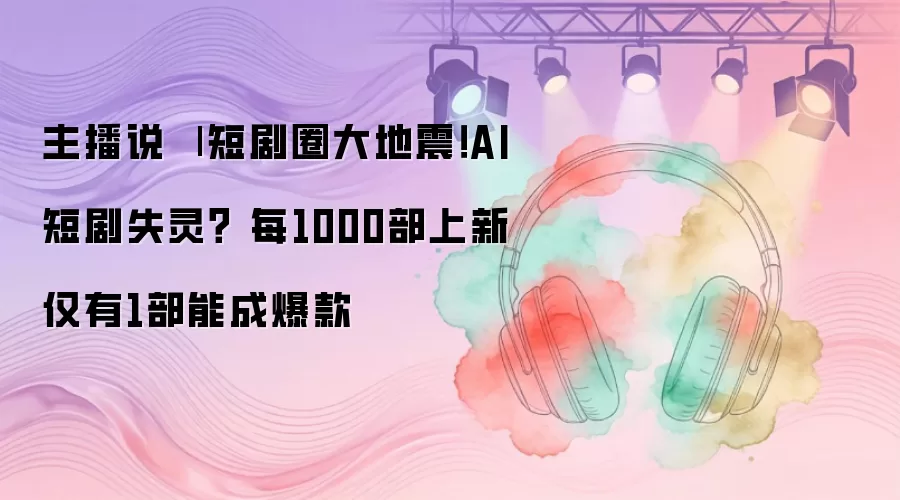 主播说 | 短剧圈大地震！AI短剧失灵？ 每1000部上新仅有1部能成爆款