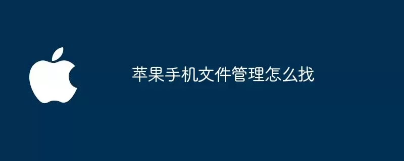 苹果手机文件管理如何找