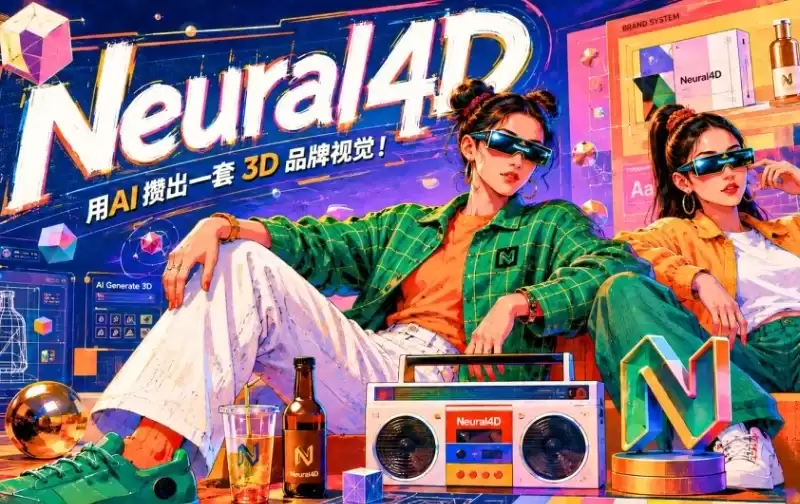零门槛3D创作！Neural4D让设计师一下午搞定全套品牌视觉