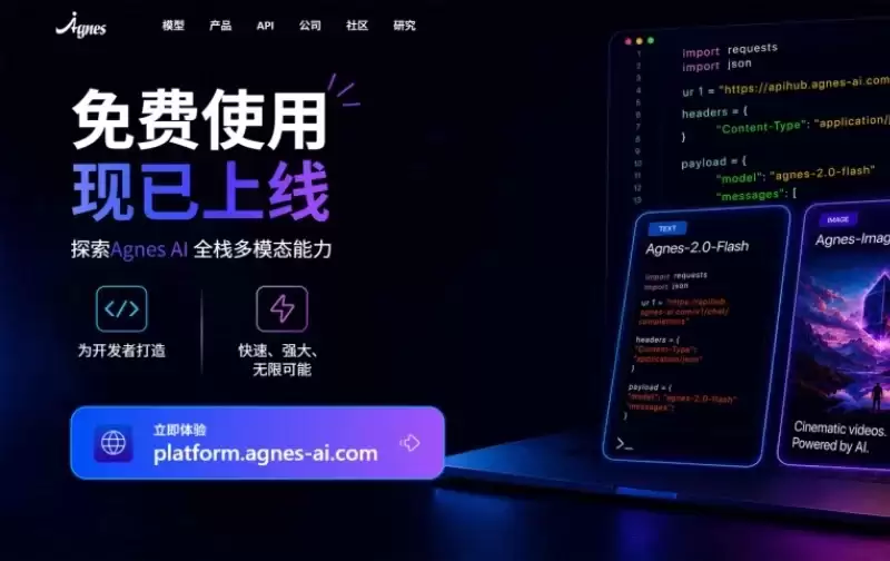 Agnes AI全面开放免费API！文本、图像、视频三大模型零成本接入
