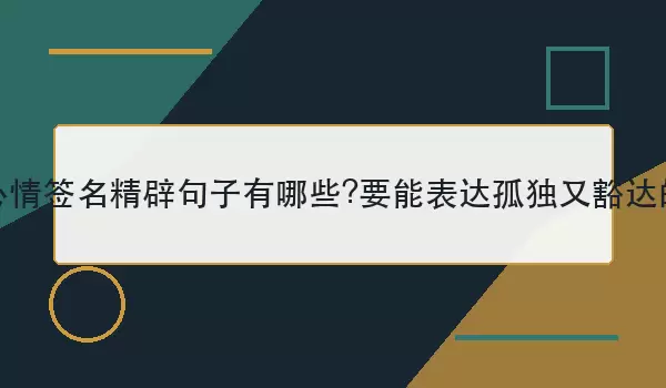 心情签名精辟句子有哪些?要能表达孤独又豁达的