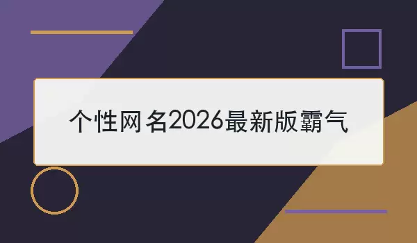个性网名2026最新版霸气_100个强势昵称