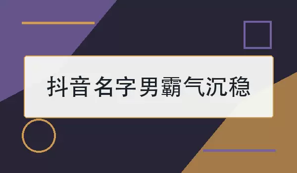 抖音名字男霸气沉稳