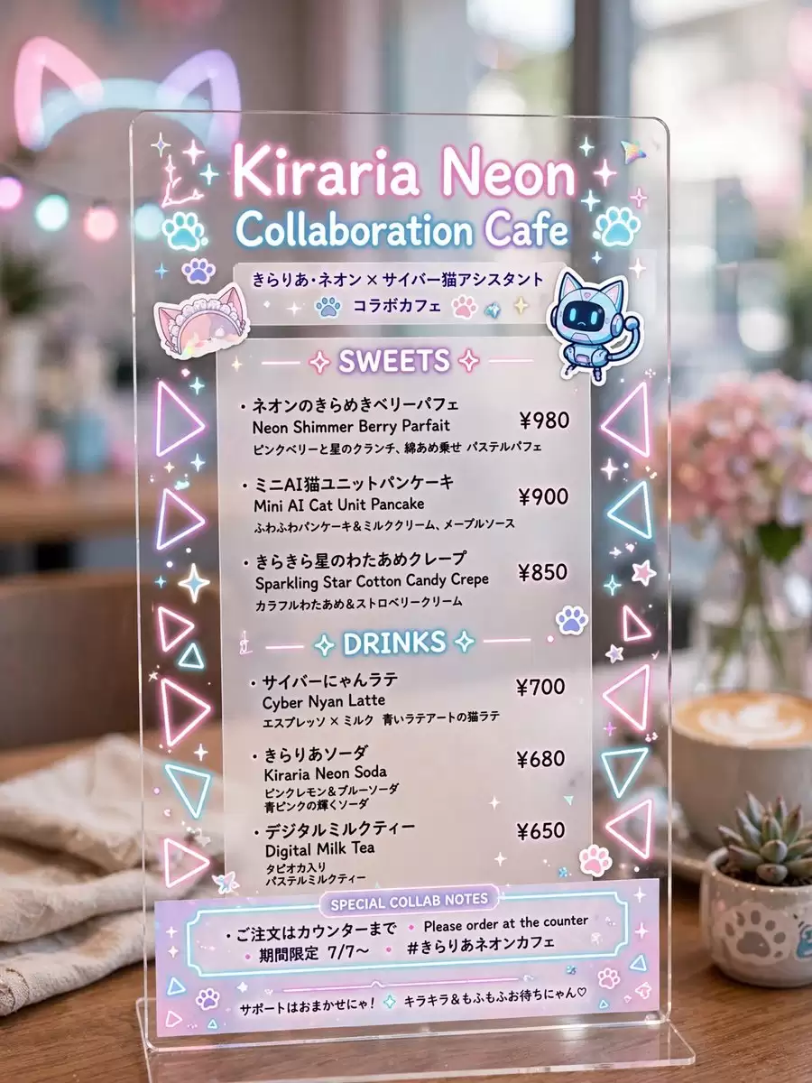 Kiraria Neon 联动咖啡厅菜单