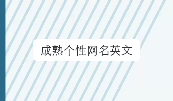「成熟个性网名英文」个性风格昵称