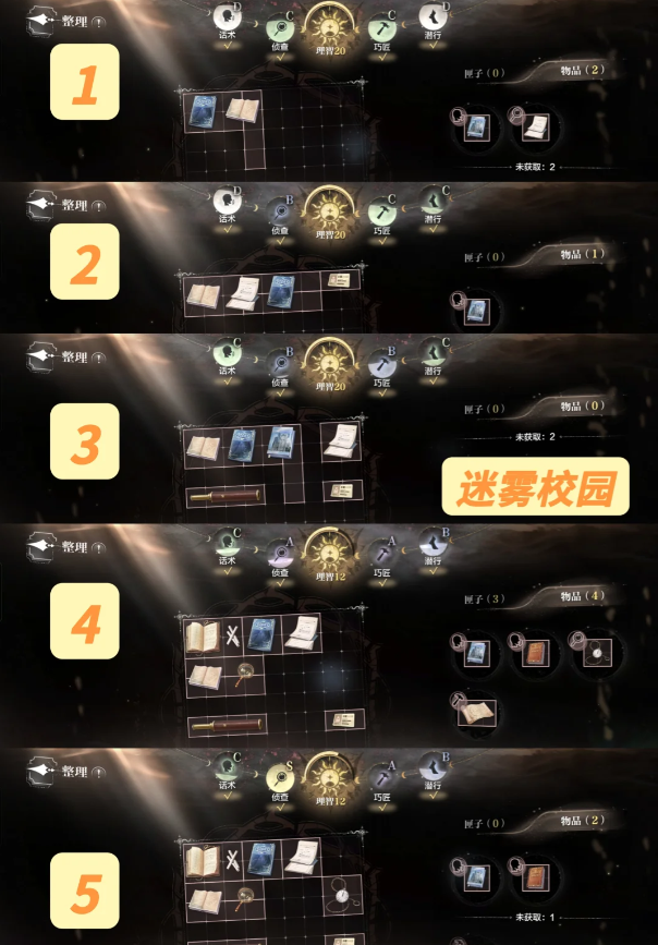 世界之外主线疑点调查物品摆放方案