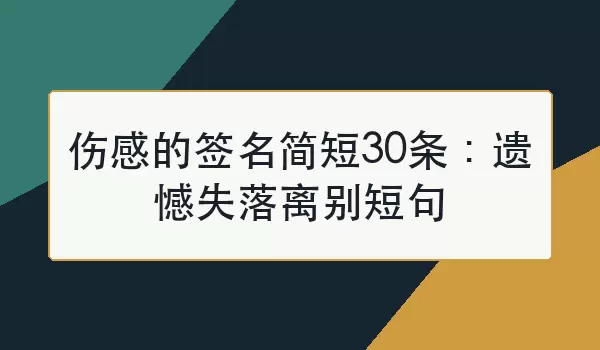 伤感的签名简短30条：遗憾失落离别短句