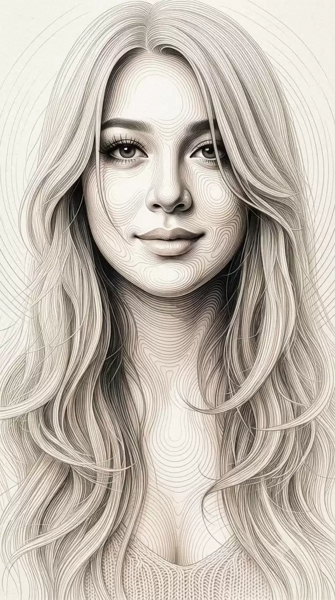 Topographic Contour Line Portrait